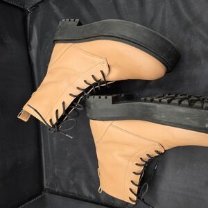 Who What Wear Tan and Black Lace‎ Up Boots with Rugged Sole